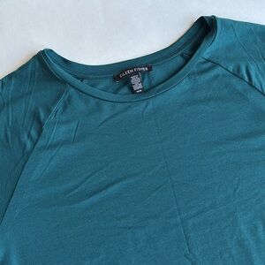 Eileen Fisher Teal Green Short Sleeve Tunic Top Tencel‎ Stretch Women’s Medium